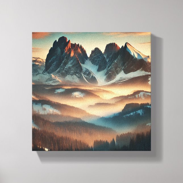 Toile Misty Mountain Stretched Canvas Print Wall Art (Recto)