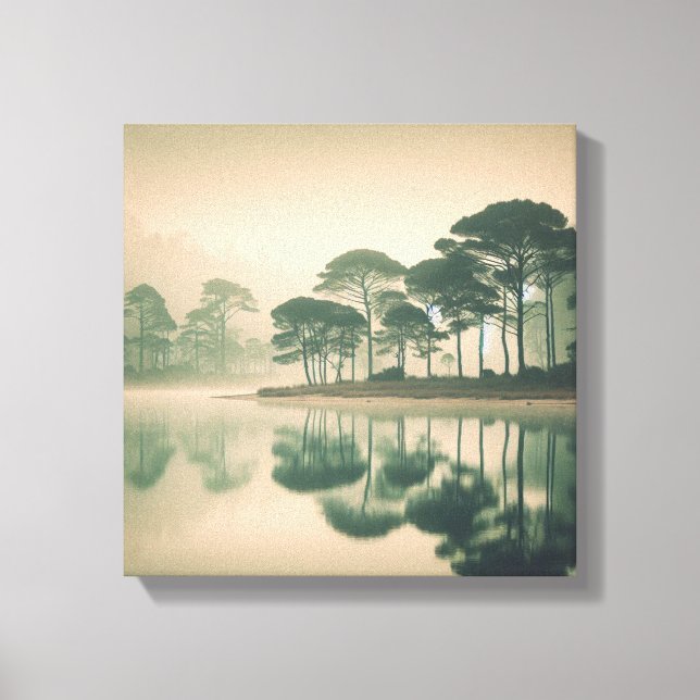Toile Misty Tranquil Lake View – Canvas Wall Art (Recto)