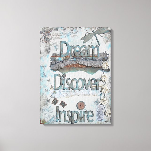 Toile Mixed Media Art Quote Dream  (Recto)