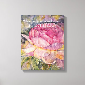 Toile Modèle d'aquarelle Rose Zen Quote