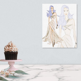 Toile Modèle de mode Vogue Aquarelle