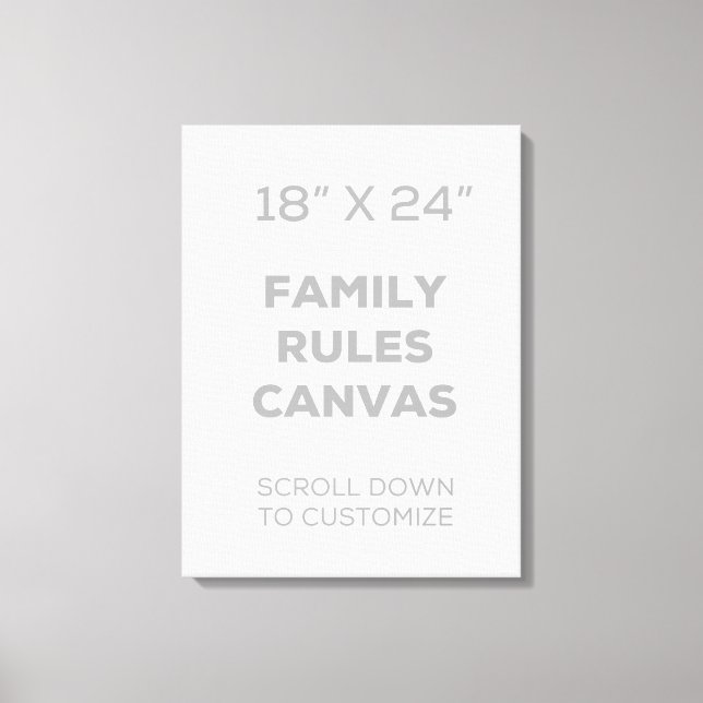 Toile Modèle de règles de famille 18" x 24" (Recto)