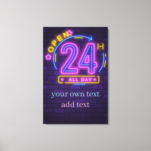 Toile Modèle de signature néon ouvert 24H (Recto)