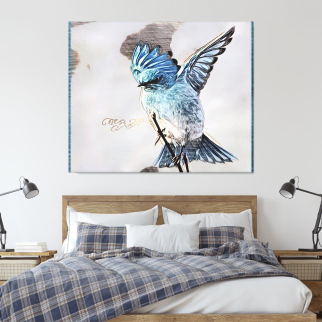 Toile Modèles d'oiseaux : Bluebird de montagne 01-02 (Insitu(Chambre))