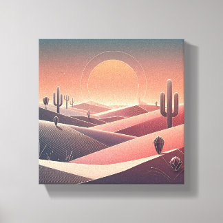 Toile Modern Abstract Desert Landscape - Geometric Sunse