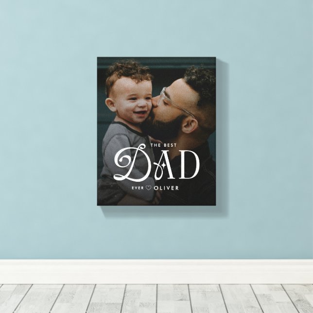Toile Modern Best Dad Ever Photo Personalized Canvas (Insitu (Plancher de Bois))
