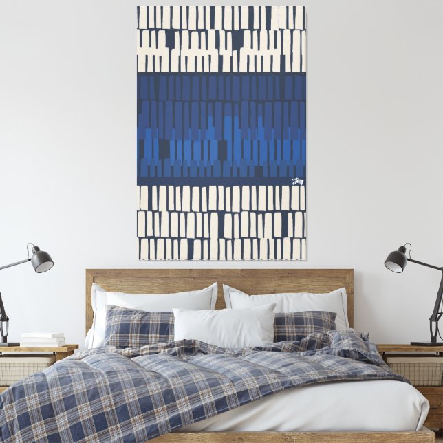 Toile Modern Blue Abstract Geometric Wall Art (Insitu(Chambre))