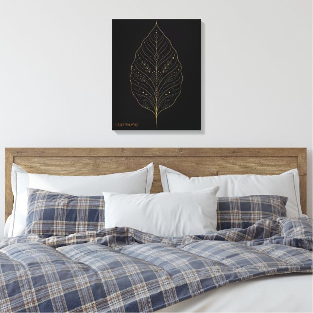 Toile Modern Boho Gold Minimalist Botanical Canvas Art (Insitu(Chambre))