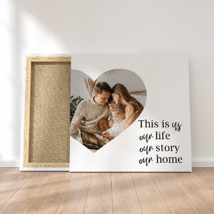 Toile Modern Couple Family Photo & Family Quote Gift