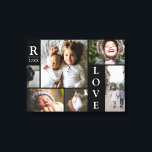 Toile Modern Love Black Color Block Family Photo Collage<br><div class="desc">Modern Love Black Color Block Family Photo Collage Christmas & New Year Canvas Wall Art - avec mot d'amour personnalisé, nom de famille, année, et lettre initiale, le tout arrangé dans une élégante grille. Ce design moderne et élégant présente 6 de vos propres photos magnifiquement. Disponible dans plusieurs coloris pour...</div>