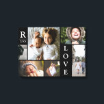 Toile Modern Love Black Color Block Family Photo Collage<br><div class="desc">Modern Love Black Color Block Family Photo Collage Christmas & New Year Canvas Wall Art - avec mot d'amour personnalisé, nom de famille, année, et lettre initiale, le tout arrangé dans une élégante grille. Ce design moderne et élégant présente 6 de vos propres photos magnifiquement. Disponible dans plusieurs coloris pour...</div>