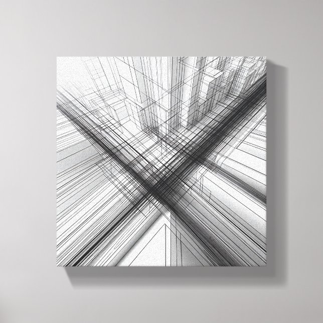 Toile Modern Minimalist Urban Wireframe - Abstract 3D  (Recto)