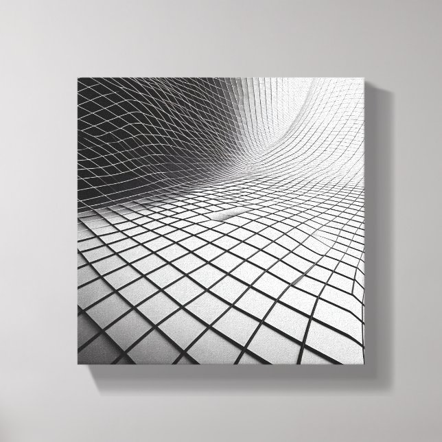 Toile Modern Minimalist Wavy Grid Art - 3D Abstract Wire (Recto)