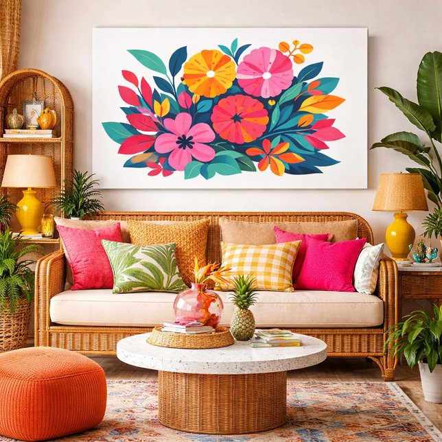 Toile Modern retro tropical flora 04 (beachy retro tropical vibes)