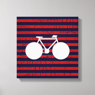 Toile modern white bicycle & red stripes