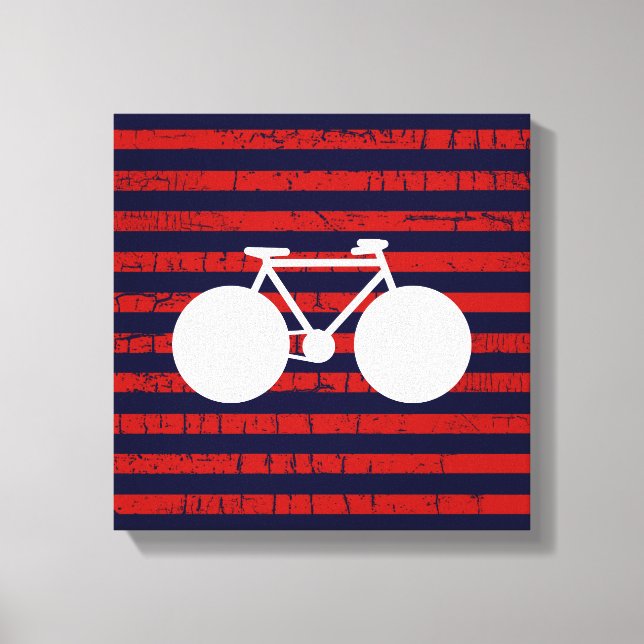 Toile modern white bicycle & red stripes (Recto)