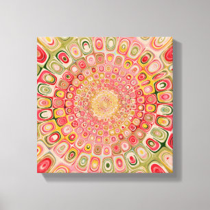 Toile Moderne Abstrait Mandala Aquarelle Pastel Rose