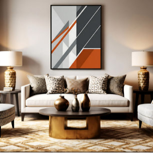 Toile Moderne Abstrait Rouille Gris