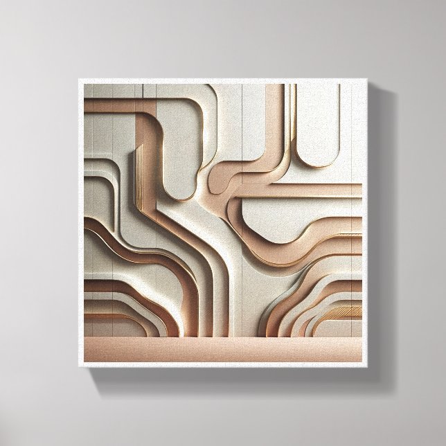 Toile Moderne chemins géométriques 3D abstraits - Crème  (Recto)