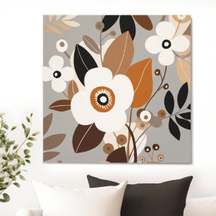 Toile Moderne Florale Rétro du milieu du siècle