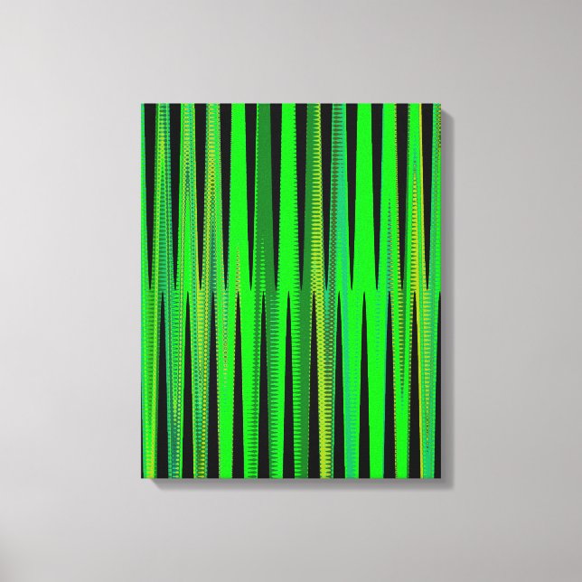 Toile Moderne géométrique Abstrait Lime vert Vague noire (Recto)