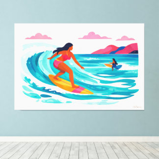 Toile Moderne surf tropical rétro 02