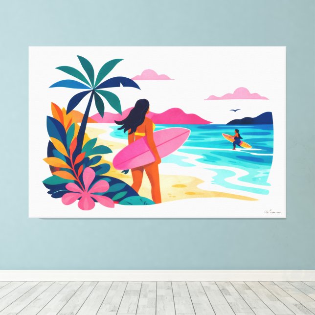 Toile Moderne tropical rétro surf 03 (Insitu (Plancher de Bois))