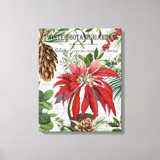 Toile Moderne vintage jardin d'hiver fleuri (Recto)