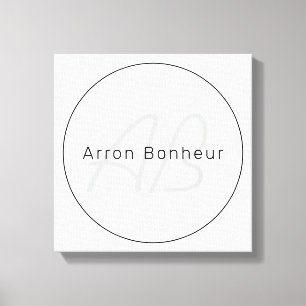 Toile Modernes Gris & Noir Nom et monogramme cool