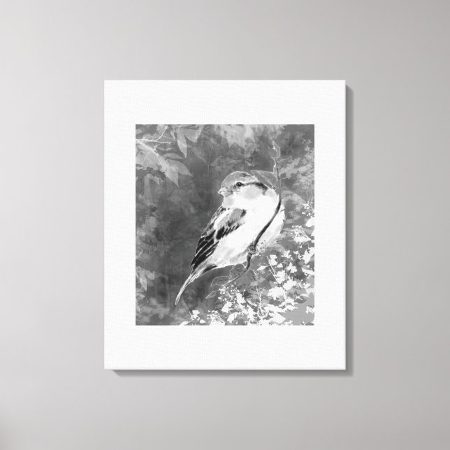 Toile Moineau à l'aquarelle dans la forêt (Recto)