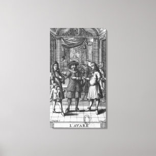 Toile Moliere comme Harpagon, frontispice illustration