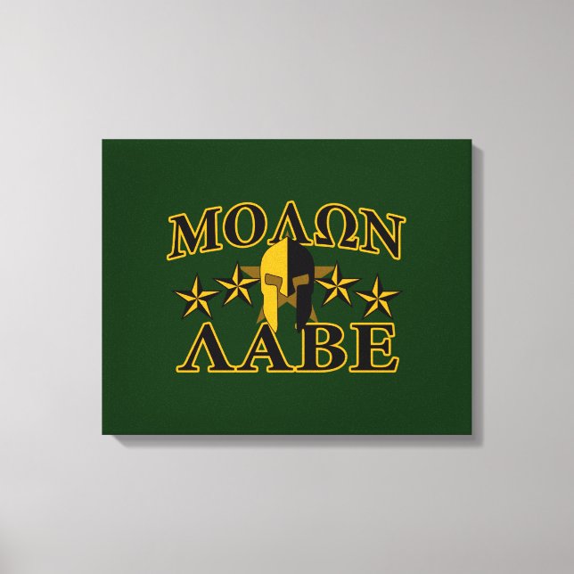 Toile Molon Labe Spartan Warrior 5 étoiles vert (Recto)