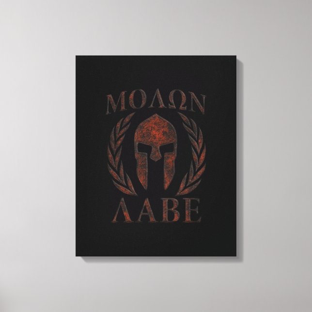 Toile Molon Labe Spartan Warrior Mask Laurels Fer (Recto)
