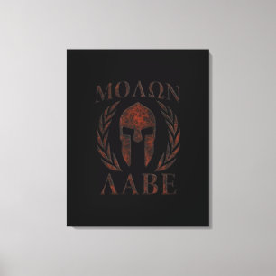 Toile Molon Labe Spartan Warrior Mask Laurels Fer