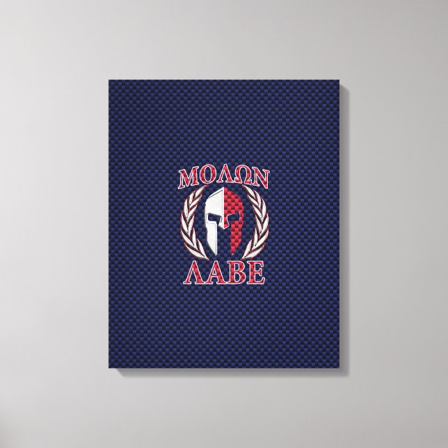 Toile Molon Labe Spartan Warrior Style fibre de carbone (Recto)