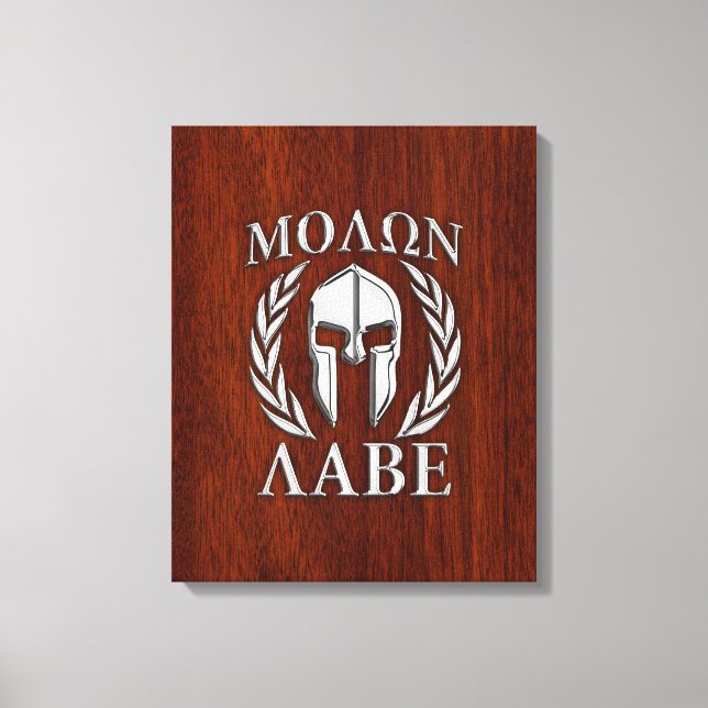 Toile Molon Labe Spartan Warris Laurels Chro Wood Print (Recto)