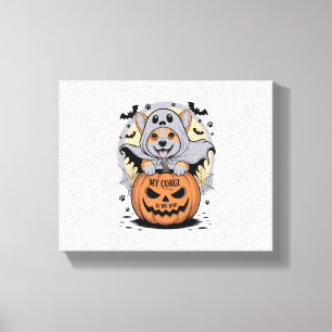 Toile Mon Corgi est mon Boo Halloween