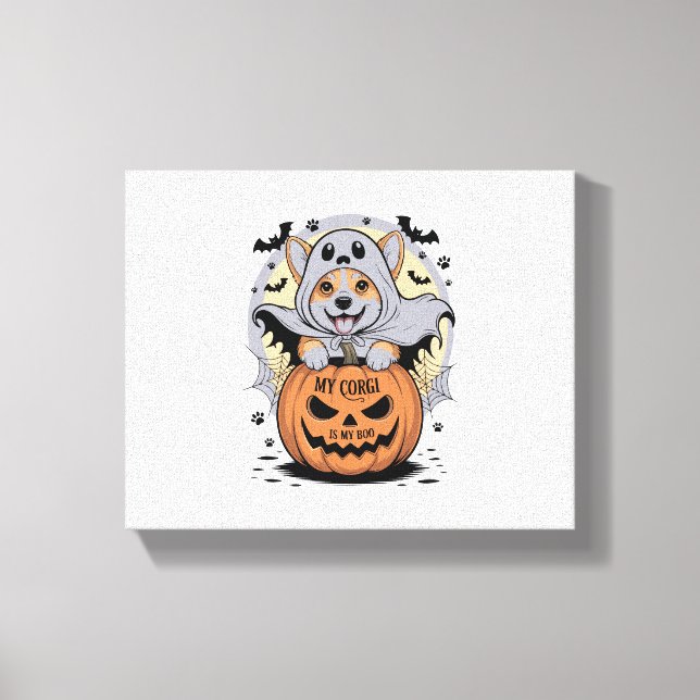 Toile Mon Corgi est mon Boo Halloween (Recto)