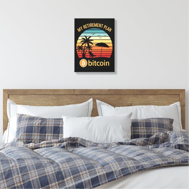 Toile Mon Plan de Retraite Bitcoin Plage Coucher de Sole (Insitu(Chambre))