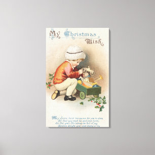 Toile Mon voeu de Noël Enfant observant les jouets