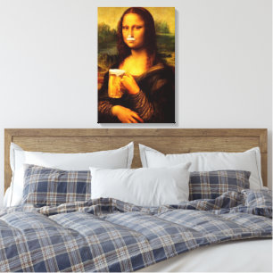 Toile Mona Lisa buvant de la bière Amateurs de bière