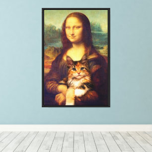 Toile Mona Lisa tenant son animal de compagnie Léonard d