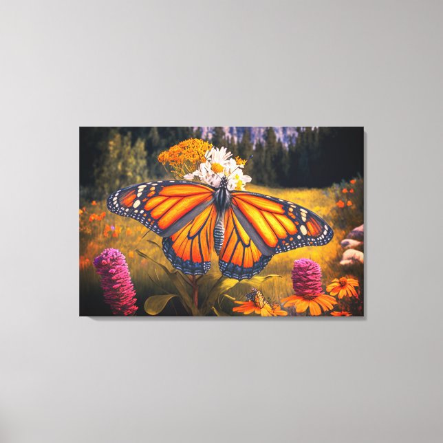 Toile Monarque Papillon Montagne Belle prairie Nature (Recto)