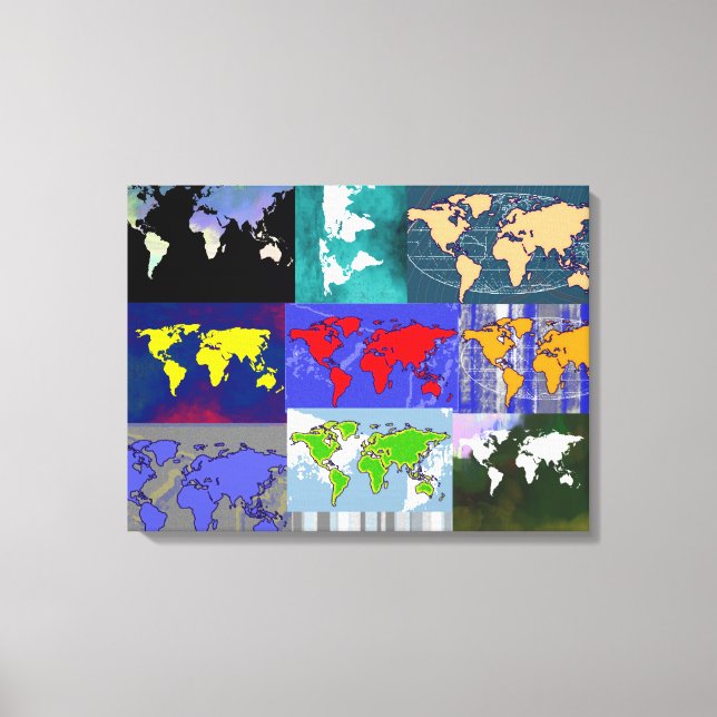 Toile monde mixte coloré . monde art (Recto)