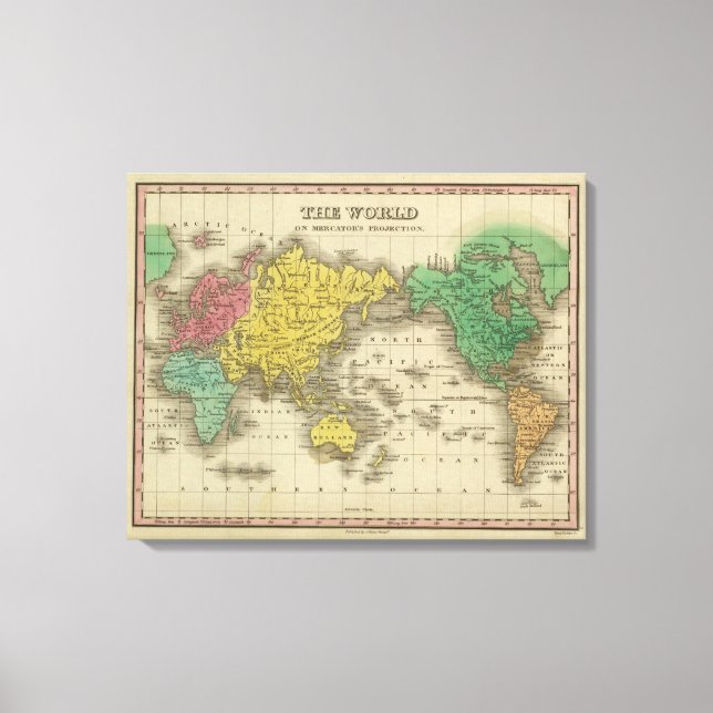 Toile Monde sur la projection de Mercator (Recto)