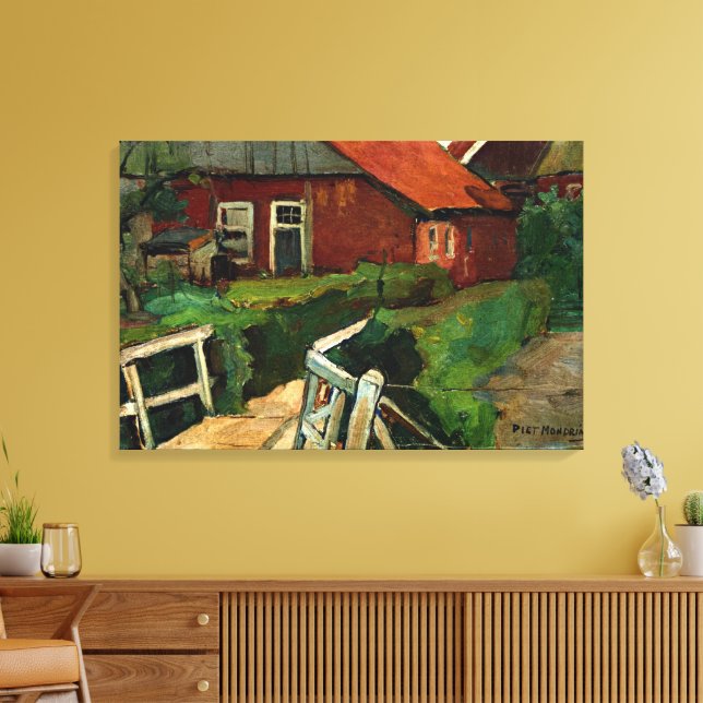 Toile Mondrian - Bâtiment de ferme avec pont (Insitu(Salon))