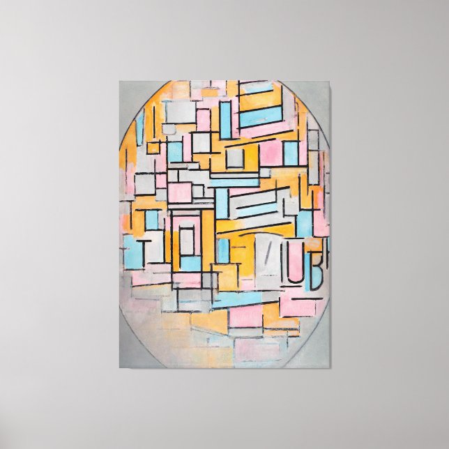 TOILE MONDRIAN - COMP. EN OVAL AVEC PLANES DE COULEUR 2  (Recto)