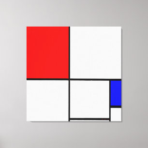 Toile MONDRIAN - COMPOSITION A avec ROUGE et BLEU - 1932
