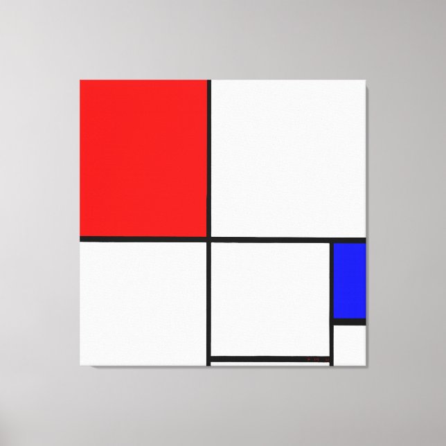 Toile MONDRIAN - COMPOSITION A avec ROUGE et BLEU - 1932 (Recto)