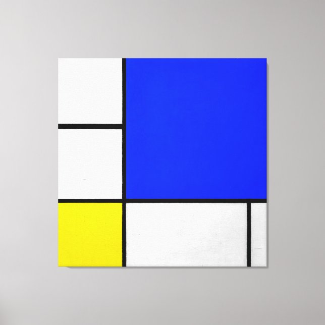 Toile MONDRIAN - COMPOSITION AVEC BLEUE, BLANC et JAUNE (Recto)